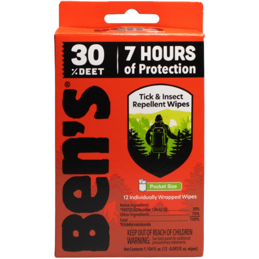 Ben's Insect Repellent Wipes - 30 Percent DEET - Package of 12