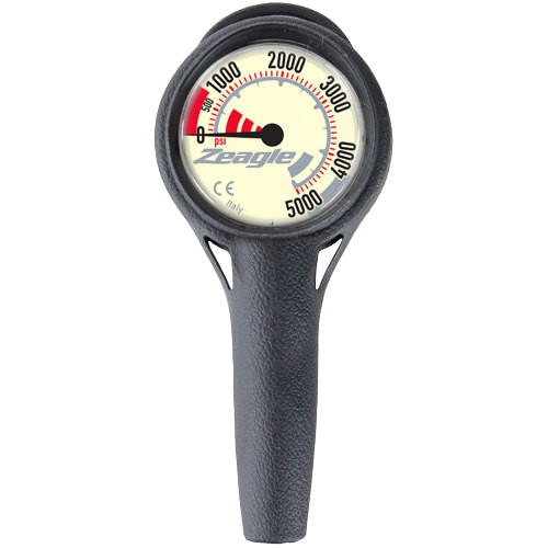 Zeagle Single Pressure Gauge Imperial, 32" Rubber Hose