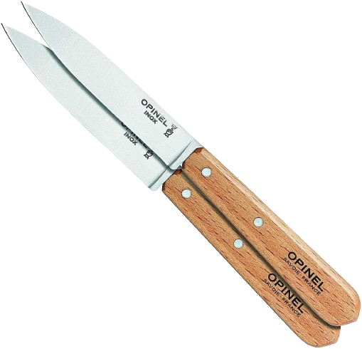 Opinel No. 112 Paring Knives 2 Piece Set, High Carbon Steel Everyday Use Prep Knives for Chopping, Peeling, Slicing, Trimming, Stabilized Sustainably Harvested Beechwood Handles, Made in France